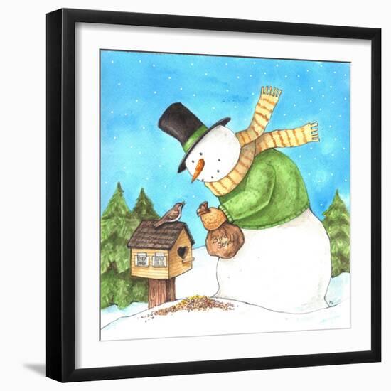 Snowman Green Bird-Melinda Hipsher-Framed Giclee Print