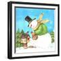 Snowman Green Bird-Melinda Hipsher-Framed Giclee Print