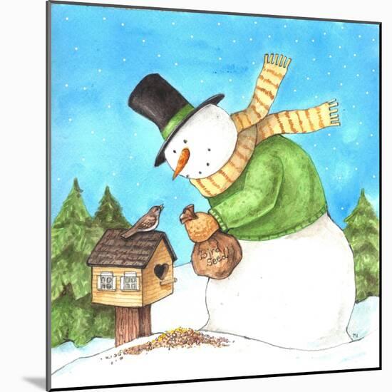 Snowman Green Bird-Melinda Hipsher-Mounted Giclee Print
