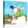 Snowman Green Bird-Melinda Hipsher-Stretched Canvas