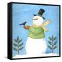 Snowman Green Blackbird-Melinda Hipsher-Framed Stretched Canvas