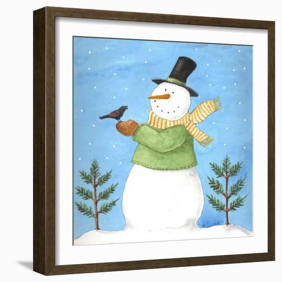 Snowman Green Blackbird-Melinda Hipsher-Framed Giclee Print