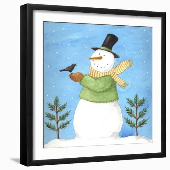 Snowman Green Blackbird-Melinda Hipsher-Framed Giclee Print