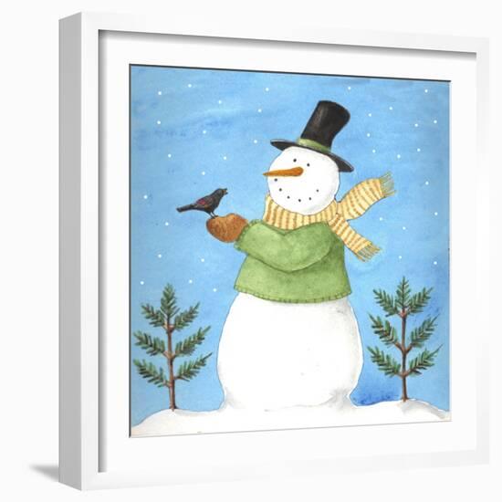 Snowman Green Blackbird-Melinda Hipsher-Framed Giclee Print