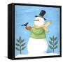 Snowman Green Blackbird-Melinda Hipsher-Framed Stretched Canvas