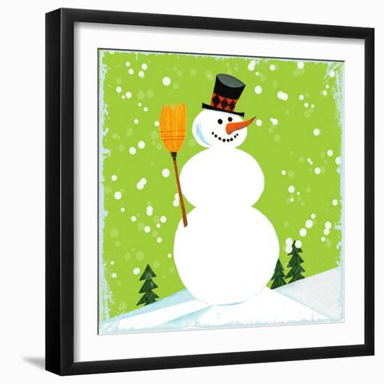 Snowman Green-null-Framed Giclee Print