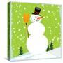 Snowman Green-null-Stretched Canvas