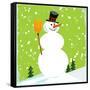 Snowman Green-null-Framed Stretched Canvas