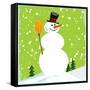 Snowman Green-null-Framed Stretched Canvas