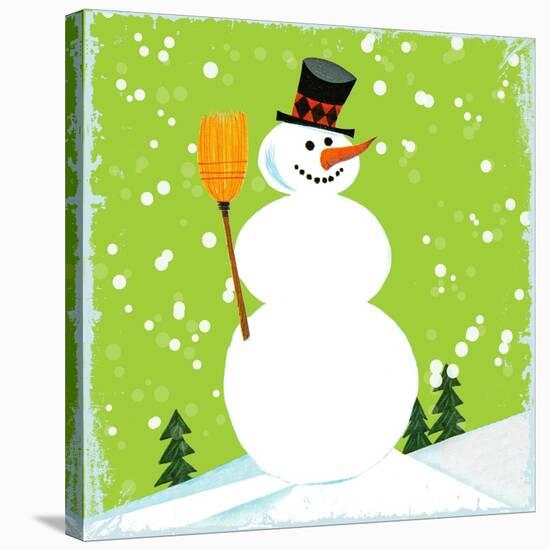 Snowman Green-null-Stretched Canvas