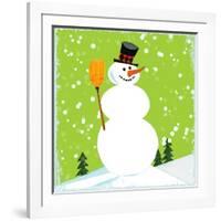 Snowman Green-null-Framed Giclee Print