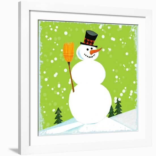 Snowman Green-null-Framed Giclee Print