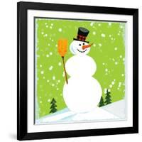 Snowman Green-null-Framed Giclee Print