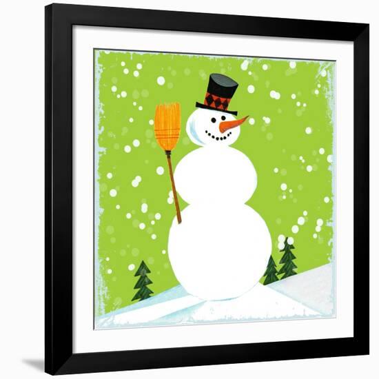 Snowman Green-null-Framed Giclee Print