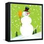 Snowman Green-null-Framed Stretched Canvas