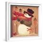 Snowman Holding a Basket Standing Near 3 Bird Houses with a Red Bird and a Bunny-Beverly Johnston-Framed Giclee Print