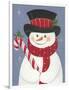 Snowman Holding a Candy Cane-Beverly Johnston-Framed Giclee Print