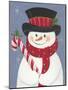 Snowman Holding a Candy Cane-Beverly Johnston-Mounted Giclee Print