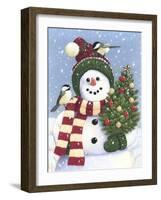 Snowman Holding a Christmas Tree-William Vanderdasson-Framed Giclee Print