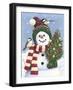 Snowman Holding a Christmas Tree-William Vanderdasson-Framed Giclee Print
