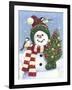 Snowman Holding a Christmas Tree-William Vanderdasson-Framed Giclee Print