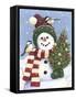 Snowman Holding a Christmas Tree-William Vanderdasson-Framed Stretched Canvas