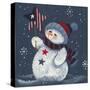 Snowman Holding a Star-Beverly Johnston-Stretched Canvas