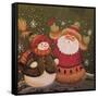 Snowman (Holding Broom) and Santa (Holding Red Bird)-Beverly Johnston-Framed Stretched Canvas