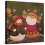 Snowman (Holding Broom) and Santa (Holding Red Bird)-Beverly Johnston-Stretched Canvas