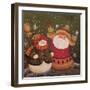 Snowman (Holding Broom) and Santa (Holding Red Bird)-Beverly Johnston-Framed Giclee Print