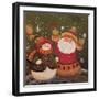 Snowman (Holding Broom) and Santa (Holding Red Bird)-Beverly Johnston-Framed Giclee Print