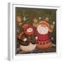 Snowman (Holding Broom) and Santa (Holding Red Bird)-Beverly Johnston-Framed Giclee Print