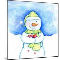 Snowman Holding Hearts-Valarie Wade-Mounted Giclee Print