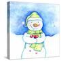 Snowman Holding Hearts-Valarie Wade-Stretched Canvas