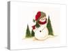 Snowman Holding Small Christmas Tree-Beverly Johnston-Stretched Canvas