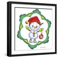 Snowman in a Red Cap-Olga And Alexey Drozdov-Framed Photographic Print