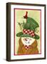 Snowman in Brown and Green-Beverly Johnston-Framed Giclee Print