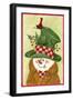 Snowman in Brown and Green-Beverly Johnston-Framed Giclee Print