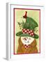 Snowman in Brown and Green-Beverly Johnston-Framed Giclee Print