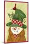 Snowman in Brown and Green-Beverly Johnston-Mounted Giclee Print