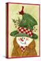 Snowman in Brown and Green-Beverly Johnston-Stretched Canvas