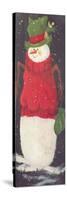 Snowman in Green Hat and Mittens with a Red Sweater On-Beverly Johnston-Stretched Canvas