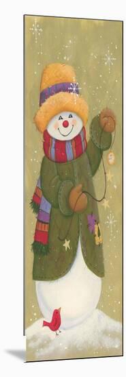 Snowman in Jacket, Scarf, and Hat Holding a Pocket Watchtis the Season.....-Beverly Johnston-Mounted Giclee Print