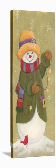 Snowman in Jacket, Scarf, and Hat Holding a Pocket Watchtis the Season.....-Beverly Johnston-Stretched Canvas