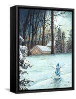 Snowman in Moonlight-James Redding-Framed Stretched Canvas