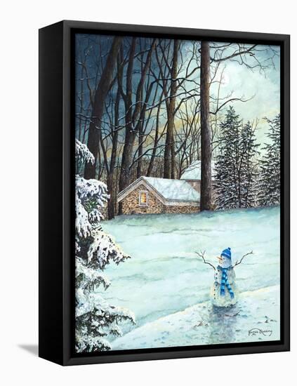 Snowman in Moonlight-James Redding-Framed Stretched Canvas