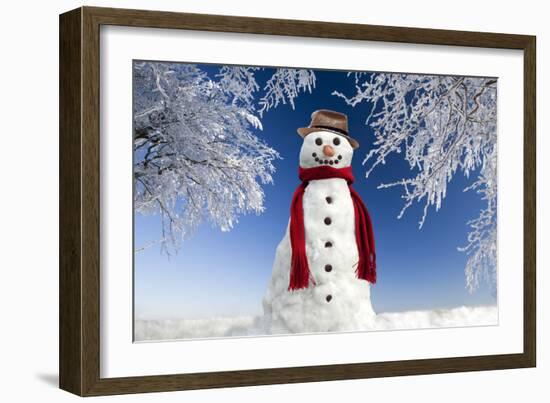 Snowman in Winter Snow-null-Framed Photographic Print