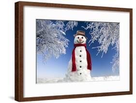 Snowman in Winter Snow-null-Framed Photographic Print