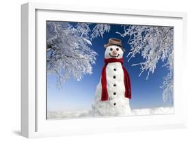 Snowman in Winter Snow-null-Framed Photographic Print