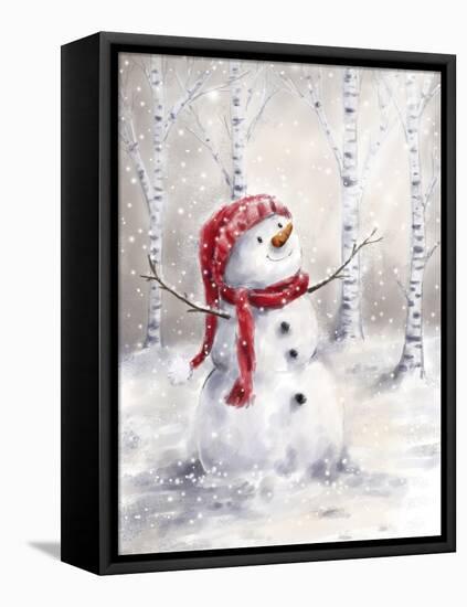 Snowman in Wood-MAKIKO-Framed Stretched Canvas